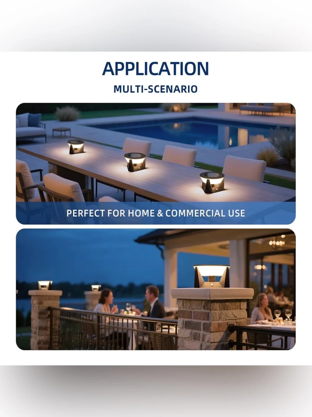 Classy stylish 7” ZRJJMLAN Solar Post Light  - Modern Outdoor